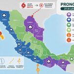 El avance de la onda tropical número 20 sobre el sureste y sur del país, generará lluvias fuertes